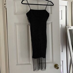 Black a line net dress with crystals